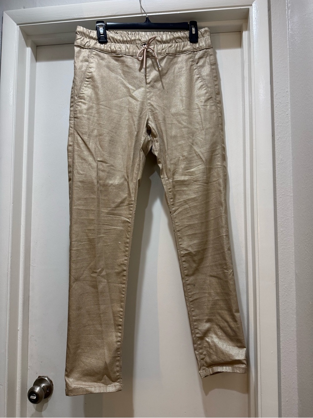 Flog Metallic Gold Skinny Drawstring Pants